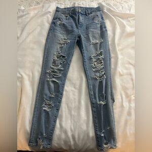 American Eagle Outfitters Light Blue Distressed Skinny Jeans